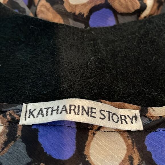 Katharine Story Handcrafted Multicolored Midi Asymmetrical Sundress Leather Trim - Picture 5 of 13